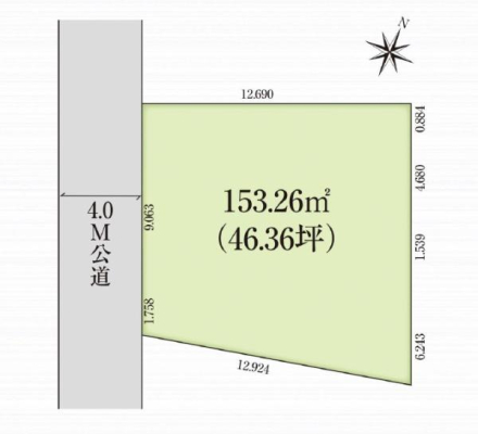 �Ԏ��} �쐼���H�ɖʂ�����Ƃ��46.3�؁I