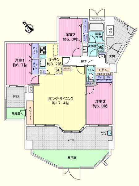 �Ԏ��} ��p��t��3LDK�E2Way�L�b�`���I